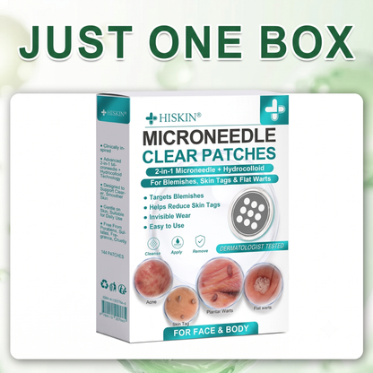 2版✨Hiskin ® 2-in-1 Microneedle & Hydrocolloid Patch🍀 | Removes raised moles, acne, flat warts, and skin tags | Helps improve wrinkles, scars, and blemishes | Invisible patches for face and body